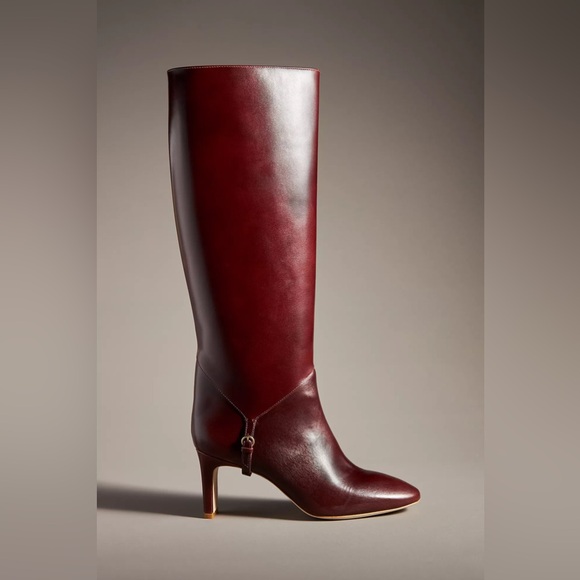 REFORMATION Gaelle Kitten Heel Boots in Wine 7.5